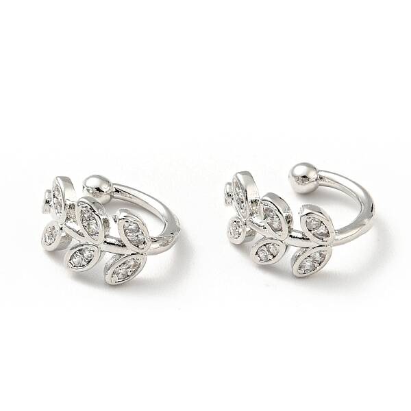 Clear Cubic Zirconia Leaf Cuff Earrings