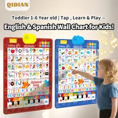 Bilingual Talking Wall Chart for Kids โ English & Spanish Learning Poster with Songs, ABCs, Numbers, Animal words & Piano โ...