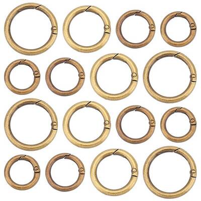 16Pcs 4 Style Alloy Spring Gate Rings