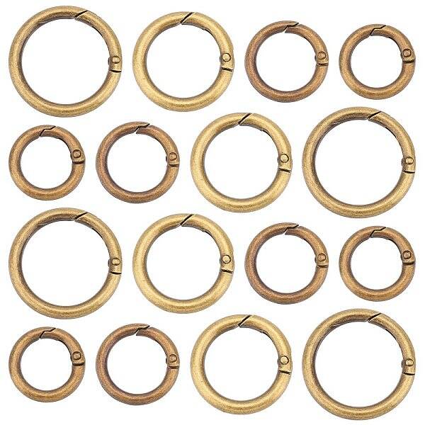 16Pcs 4 Style Alloy Spring Gate Rings
