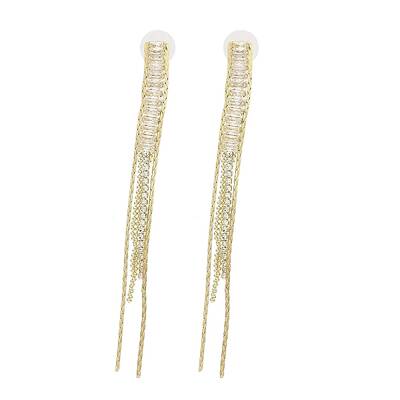 Cubic Zirconia Chains Tassel Earrings