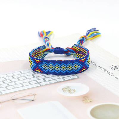 Polyester Braided Rhombus Pattern Cord Bracelet