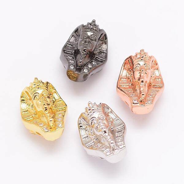 Brass Micro Pave Cubic Zirconia Beads