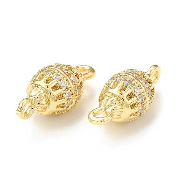 Brass Micro Pave Clear Cubic Zirconia Connector Charms