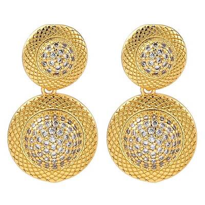 Rack Plating Brass Pave Clear Cubic Zirconia Stud Earrings