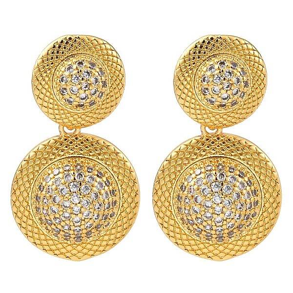 Rack Plating Brass Pave Clear Cubic Zirconia Stud Earrings