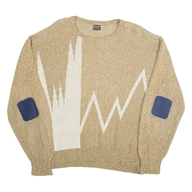 JOCKEY INTERNATIONAL Mens Patterned Jumper Brown Crew Neck 90s M