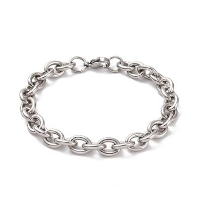 Non-Tarnish 201 Stainless Steel Chunk Cable Chains Bracelet for Men Women