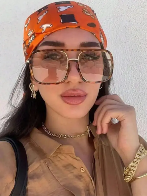 Unisex Street Style Tortoise Pattern Flat Top Frame Sunglasses, Trendy Casual Sunglasses for Everyday Use, Fashion Accessorie...