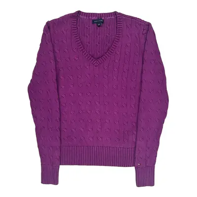 Tommy Hilfiger V-Neck Jumper - Medium Purple Cotton