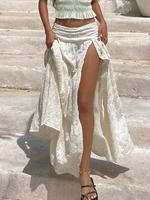 Women's Plain Pastel Split Thigh Skirt, Elegant Chic Y2K Long Skirt for Party Holiday Vacation, Ladies Summer Clothes