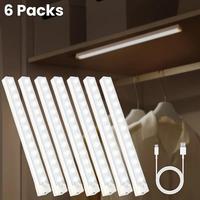 USB Rechargeable Motion-Sensor Night Light, 6 Counts Wireless LED Night Light, LED Lights for Bedroom, Multi-purpose LED Lamp...