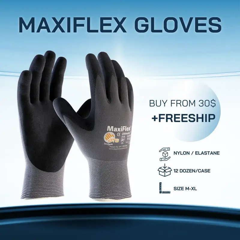 PIP MaxiFlex Ultimate 34-874/M,L,XL – High-Performance Foam Nitrile Palm Coated Gloves, Gray (Pack of 12) | Superior Grip, ...