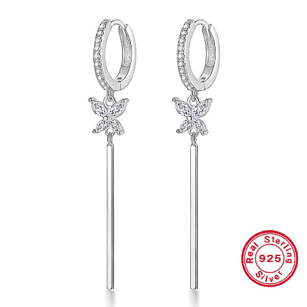 Anti-Tarnish Rhinestone Butterfly Hoop Earrings