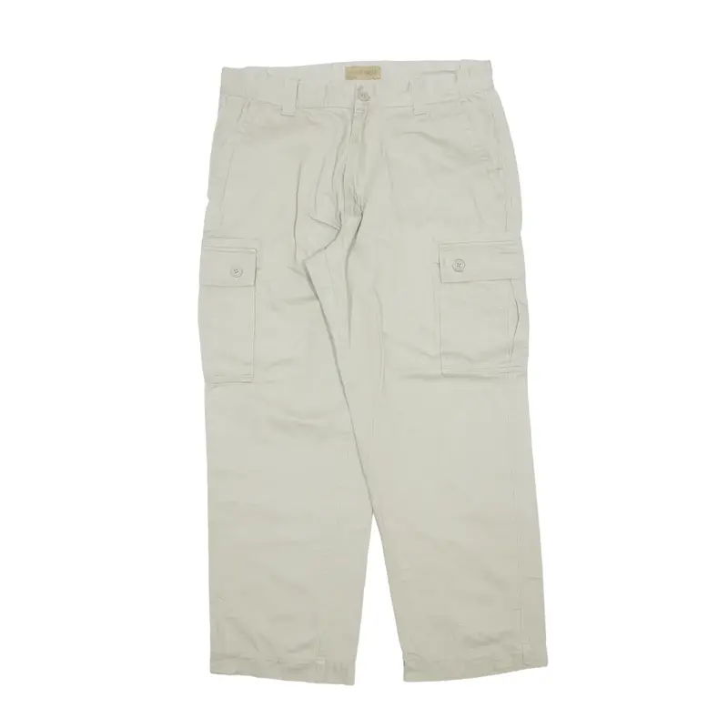 EK-GO GREEN Cargo Trousers Beige Regular Straight Mens W34 L30