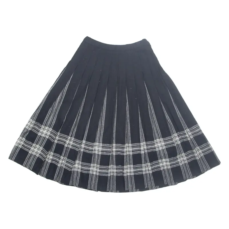 PENDLETON Womens Pleated Skirt Black Midi Wool Check S