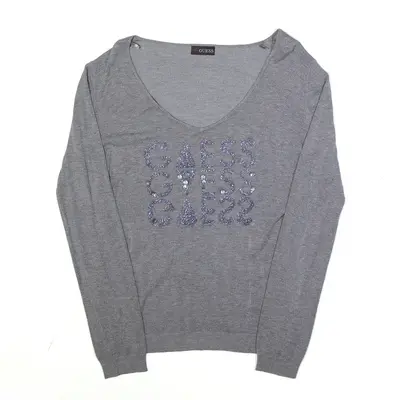 GUESS Glitter Jewelled Grey Jumper S