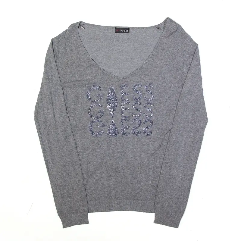 GUESS Glitter Jewelled Grey Jumper S