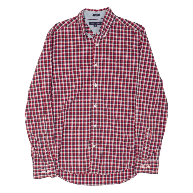 TOMMY HILFIGER Stretch Shirt Red Check Long Sleeve Mens S
