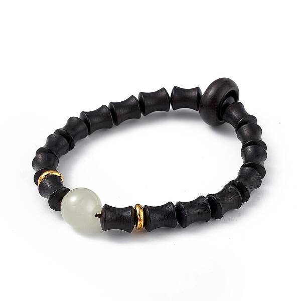 Wood Column Beaded Stretch Bracelet for Women