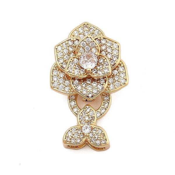 Brass Micro Pave Clear Cubic Zirconia Fold Over Clasps