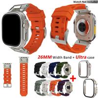 Durable Silicone Rugged Sport Band with Case for Apple Watch-Ultra 2 1 Band 49mm 45mm 44mm, Extra Wide Silicone Band for iWa...