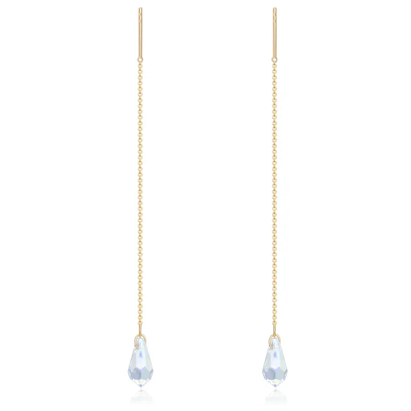 14K Gold Pear Moonstone Drop Earrings For Women