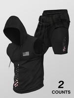 Men's Flag Print Hooded Tank Top & 2 in 1 Shorts Set, Regular Fit Two-piece Set, Casual Summer Clothes for Outdoor, Streetwea...