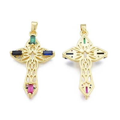 Brass Micro Pave Cubic Zirconia Pendants
