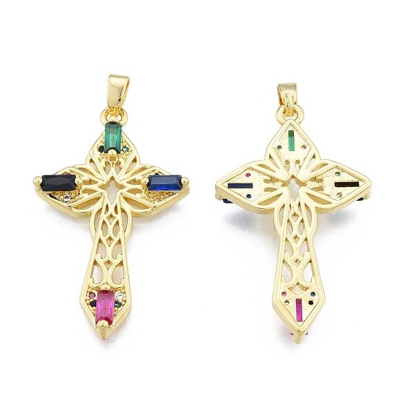 Brass Micro Pave Cubic Zirconia Pendants