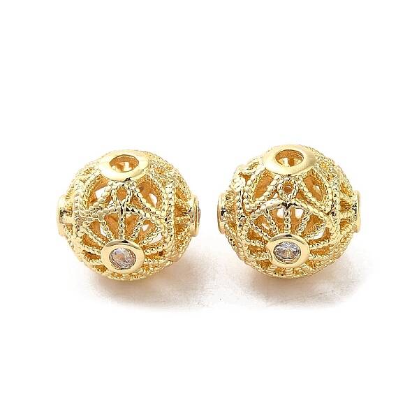 Rack Plating Brass Pave Cubic Zirconia Beads