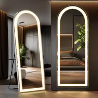 Stand Mirror Full Length with LED Lights, Floor Mirror Dimming & 3 Color Lighting, Large Mirror  for Bedroom, Glass Decoratio...