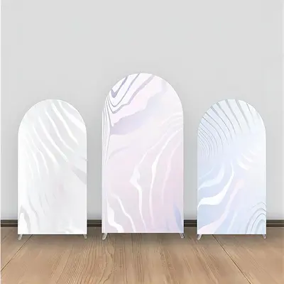 White Reflective Marble Texture Arch Backdrop Kit - Aperturee