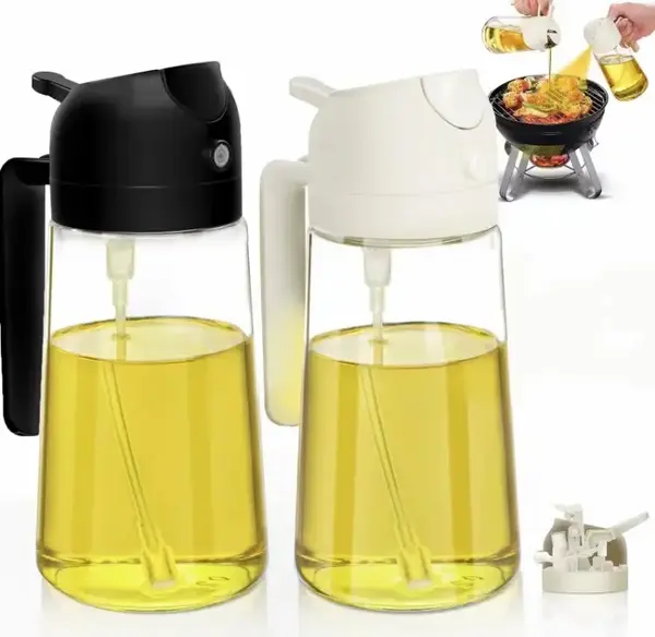 2 Count Oil Sprayer for Cooking ,2 in 1 Oil Dispenser and Oil Sprayer 16oz/470ml-Glass Oil Spray Bottle,Mist Olive Oil Dispen...