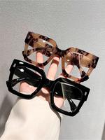 Vintage Oversize Square Frame Glasses for Women, Trendy Clear Lens Eyeglasses Set, Fashion Accessories for Everyday Use and O...