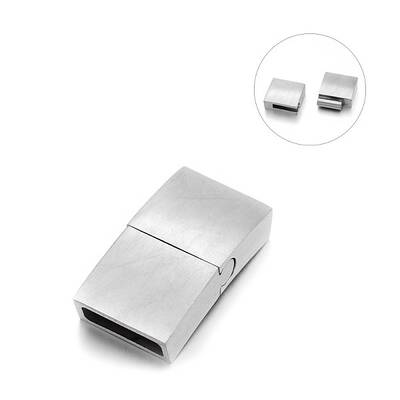 Tarnish Resistant Matte 304 Stainless Steel Rectangle Magnetic Clasps with Glue-in Ends