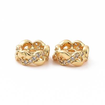 Brass Micro Pave Cubic Zirconia Spacer Beads