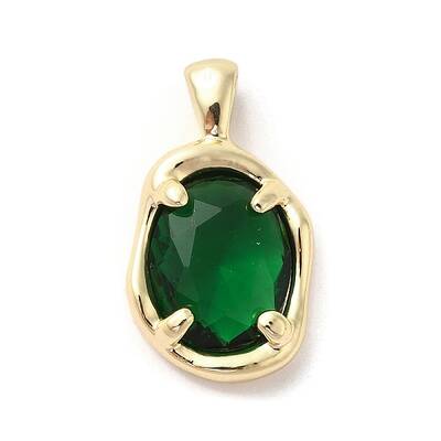 Golden Brass Micro Pave Cubic Zirconia Pendants