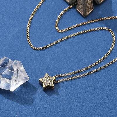 304 Stainless Steel Crystal Rhinestone Pendant Cable Chain Necklaces for Women