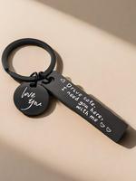 Letters Pattern Keychain for Boyfriend, Square & Round Shaped Key Chain for Car, Fashion Personalized Accessories for Daily U...