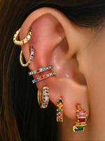 Elegant Rhinestone Decor Hoop Earrings & Ear Cuff, Fashion Jewelry for Party, Daily Clothing Decor, Trendy All-match & Exquis...