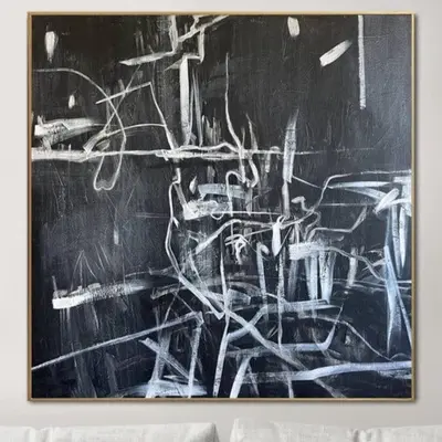 Extra Large Abstract Black And White Paintings On Canvas Original Textured Painting Contemporary Art Handmade Oil Painting | ...
