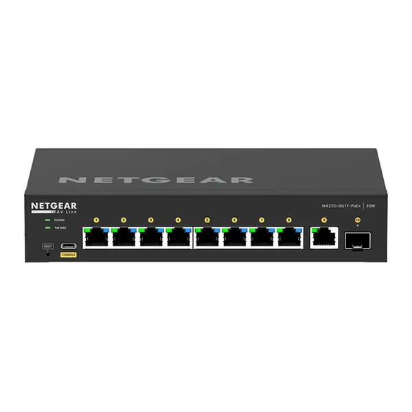 Netgear GSM4210PD-100NAS | 8 x Ports PoE+ 10/100/1000Base-T + 1 x 1G Port + 1 x SFP+ Ports Layer 3 Managed Desktop Gigabit Et...