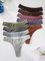 Women's Solid Color Seamless Thong, Soft Comfy Breathable Panty for Daily Wear, Ladies Underwear for All Seasons, Thongs, Und...