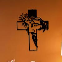 Cross Wall Art, 1 Count Iron Wall Art Decoration, Cross Wall Decoration for Home Living Room School Office, Home Decor, Relig...