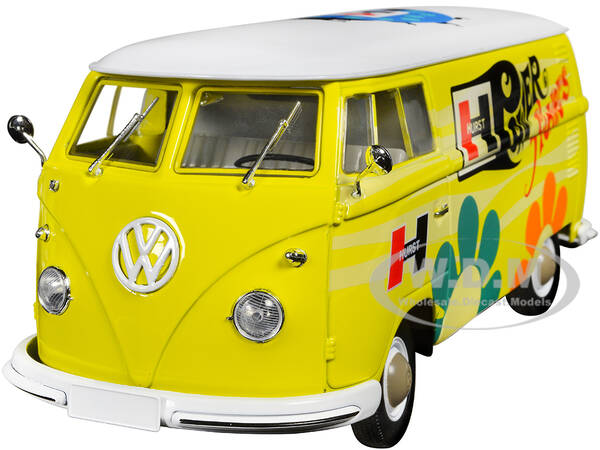 1960 Volkswagen Delivery Van Yellow with Bright White Top and Flower Graphics \
