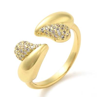 Brass Micro Pave Cubic Zirconia Cuff Rings