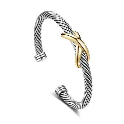 Mytys Classic Two-Tone Bracelet Adjustable Sizes For Women (Live) Elegant Versatile Luxury Variety Stainless Steel Bangle Str...