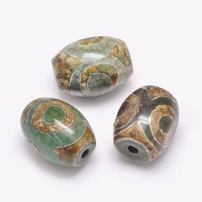 Tibetan Style 3-Eye dZi Beads
