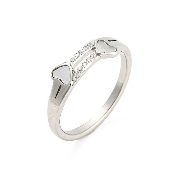 304 Stainless Steel Finger Ring with Rhinestone